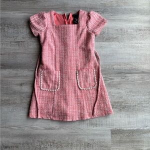 Xtraordinary Pink Tweed Dress with Pearl Accents
